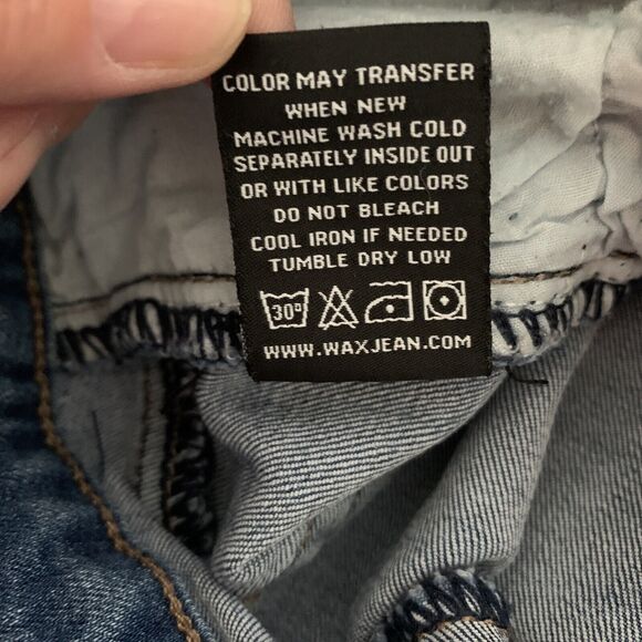 Wax Jean Los Angeles Women’s Blue Denim Distressed Mini Skirt Stretch Sz Medium - Picture 6 of 6